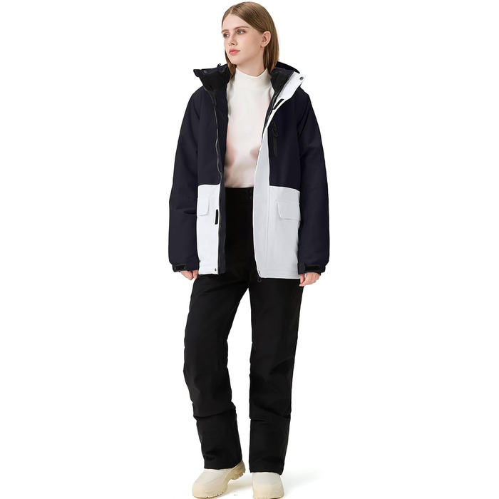 Жіночий гірськолижний костюм HOTIAN 2 частини: куртка та штани. Водонепроникний, вітронепроникний, теплий. Ідеально для катання на лижах та сноуборді. Розмір L, колір чорний (BK+BK)