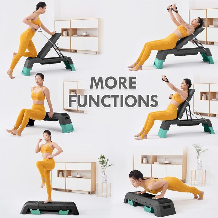 Багатофункціональна аеробна платформа Leikefitness з еспандером, регульована лавка для гантелей, професійний тренажер для домашнього спортзалу, чорна