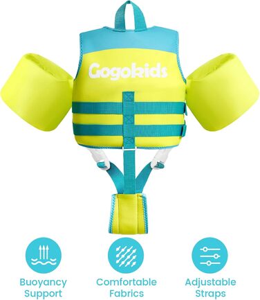 Дитяча жилетка-спасатель для плавання Gogokids, 2-6 років, 14-30 кг, жовта