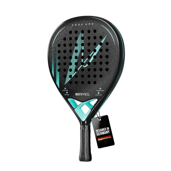 Ракетка для падел Zone One Carbon - 100% Карбон, м'який Eva-керн, 365 г, краплеподібна форма, шорсткий ударний майданчик - Унісекс (Бірюзовий)