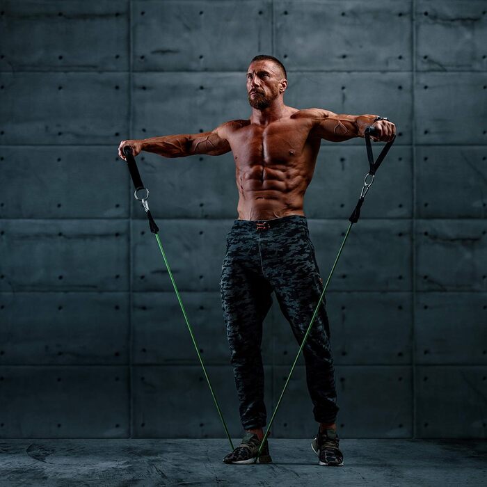 Стрічки для фітнесу SKINHAWK Premium: 5 еластичних стрічок, набір для тренувань з ручками, манжетами, сумкою та кріпленням для дверей. До 150lbs.