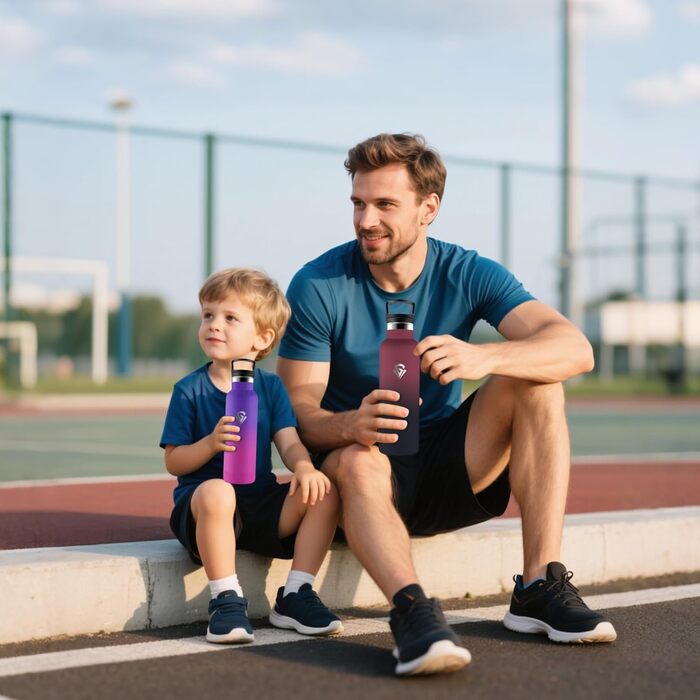 Термопляшка 500 мл, нержавіюча сталь, з соломкою, BPA Free, подвійні стінки, ізольована, для води, термопляшка, підходить для газованої води, кольори: темно-синій та темно-фіолетовий