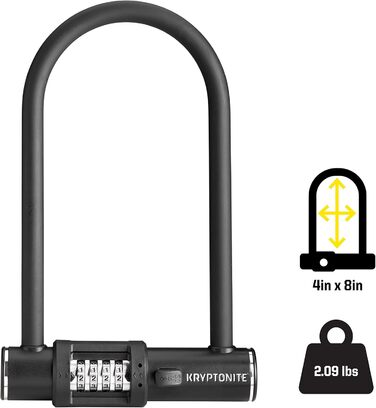 Блокувальник велосипедів Kryptonite Combo Standard 12 мм Комбінований - Захист від викрадення, для велосипедів та скутерів