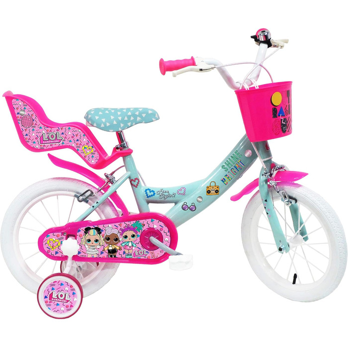 Дитячий велосипед Denver Bike 14 LOL для дівчаток, 14 дюймів, сталь, рожевий/бірюзовий/білий
