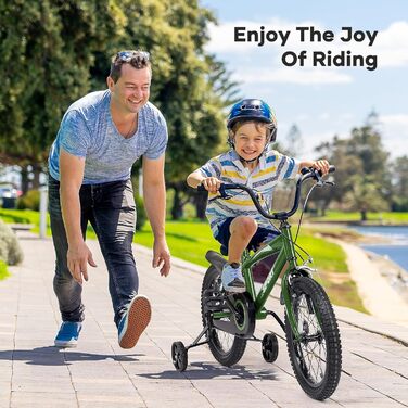 Дитячий велосипед BODIOO 14 дюймів: надійний велосипед для хлопчиків та дівчаток з додатковими колесами, регульованим сидінням та гальмами