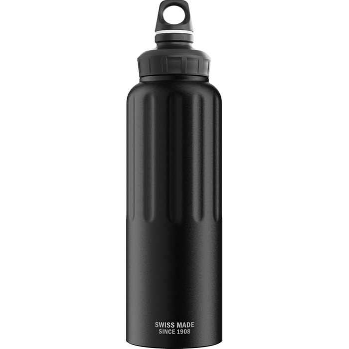 SIGG Алюмінієва пляшка для води Traveller 1,5 л, чорна, для газованих напоїв, герметична, легка, BPA-free, кліматично нейтральна