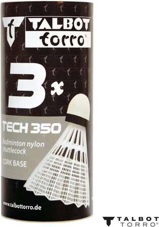 Набір тенісних м'ячів для бадмінтона Talbot-Torro Tech 350 (3 або 6 шт.), різні кольори/швидкості, нейлонові, для гри в приміщенні та на вулиці