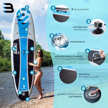 Надувна SUP-дошка Bluemarina Ariki 325x86x15 см, до 140 кг, комплект для сапбордингу, гарантія 5 років