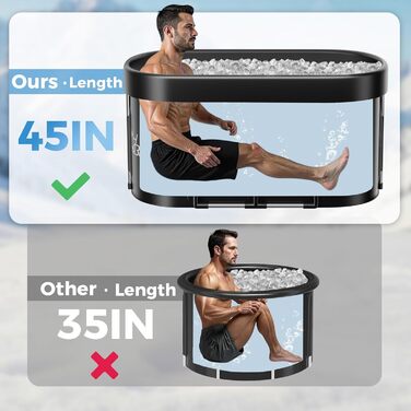 Електричне крижане ведро для занурення XL - 105 галонів (130 галонів) з кришкою для спортсменів та дорослих, чорне