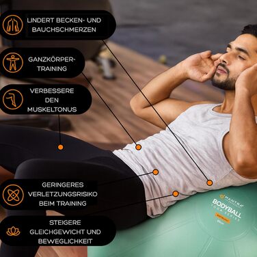 М'яч для фітнесу та йоги MANTRA SPORTS – фітбол для офісу, спини та вагітності, баланс-м'яч, розмір L (1,61 м – 1,78 м), колір м'ятний