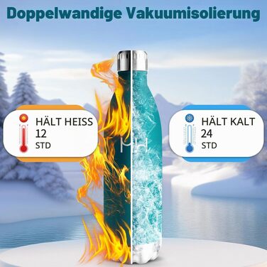 Термопляшка HoneyHolly з нержавіючої сталі 1 л, герметична спортивна пляшка для води та газованих напоїв, BPA-free, для фітнесу, спортзалу та велосипеда, колір мохово-зелений
