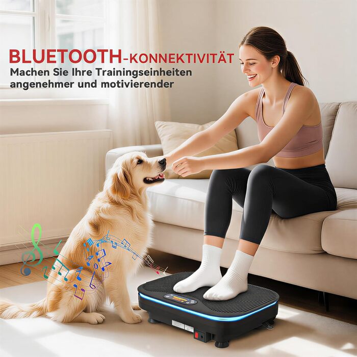 Віброплатформа SPORTNOW з Bluetooth, 99 рівнями інтенсивності та 3 програмами тренувань + гумки для фітнесу. Вібротренажер для схуднення та м'язів.