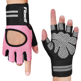 Фитнес рукавички для жінок з захистом суглобів та антиковзаючою поверхнею для важкої атлетики, спорту, тренажерного залу, кросфіту, велоспорту, рожеві