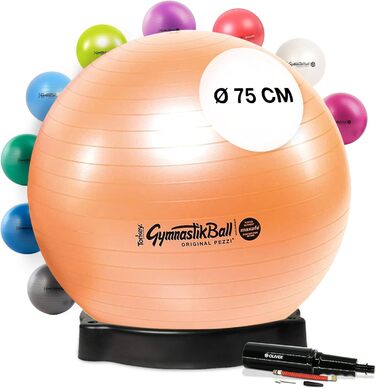 Фітбол Pezziball MAXAFE 75 см з підставкою та насосом, мідний, для фітнесу та йоги