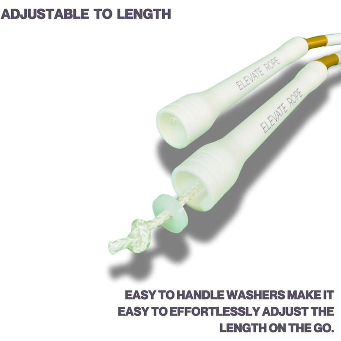 Стрибкове канат Elevate Rope Professionelles Perlen - 3м, регульований, якісні намистини, поліестер - для фрістайлу, кардіо, трюків, для всіх рівнів, внутрішнє/зовнішнє використання, білий/блакитний/золотий