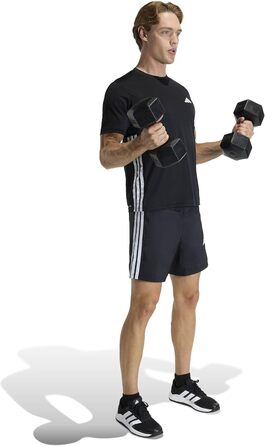 Чоловічі спортивні шорти adidas Workout Essentials Base 3 Stripes Woven, чорні з білими смугами