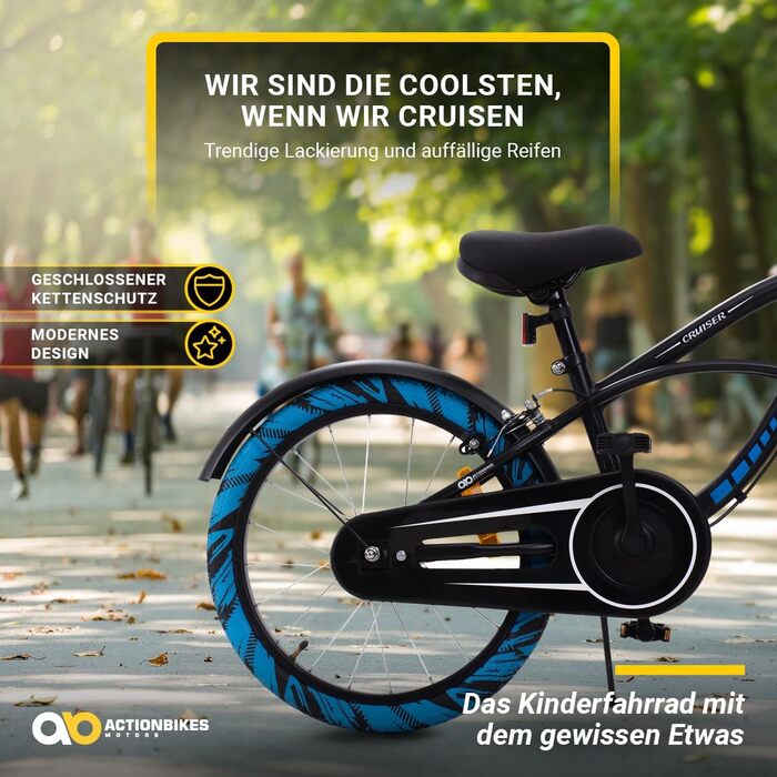 Дитяче велосипед Actionbikes 18/20/24 дюйми - V-Brake гальма, захистники, для дівчаток та хлопчиків (4-12 років)