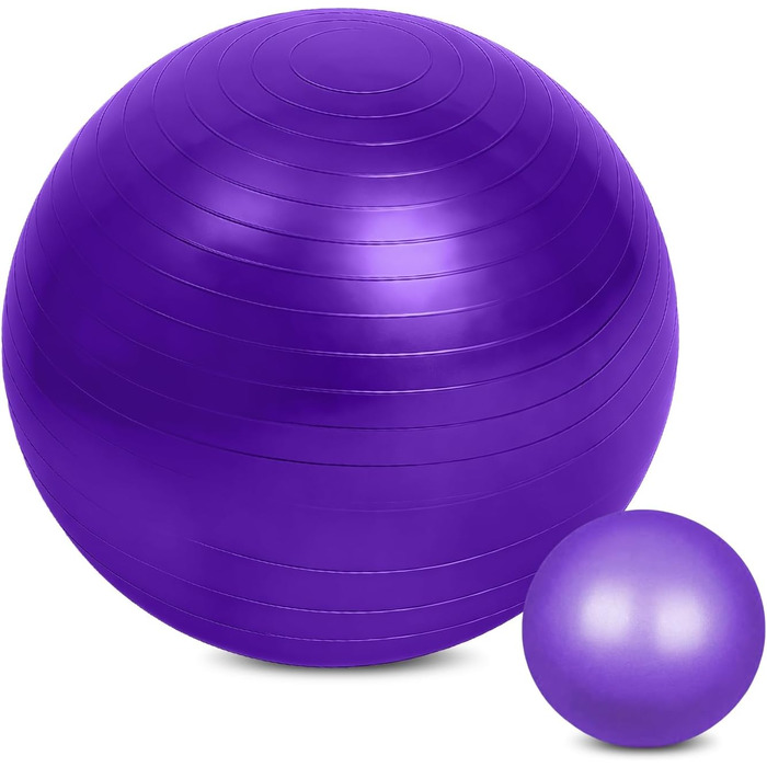Фітбол Flintronic 55/65 см з насосом, для йоги, фітнесу, вагітності та пілатесу. Анти-вибух, товстий, фіолетовий
