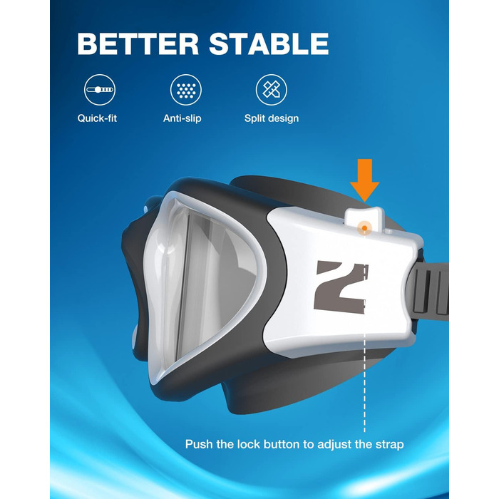 Окуляри для плавання ZIONOR G1 SE проти запотівання для дорослих, чоловіків та жінок, чорно-білі, прозорі