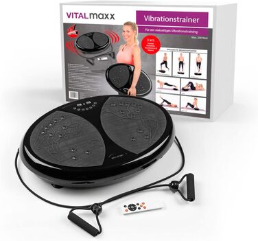 VITALmaxx вібраційний тренажер з різними режимами, для всього тіла, домашній фітнес, з еспандерами, чорний