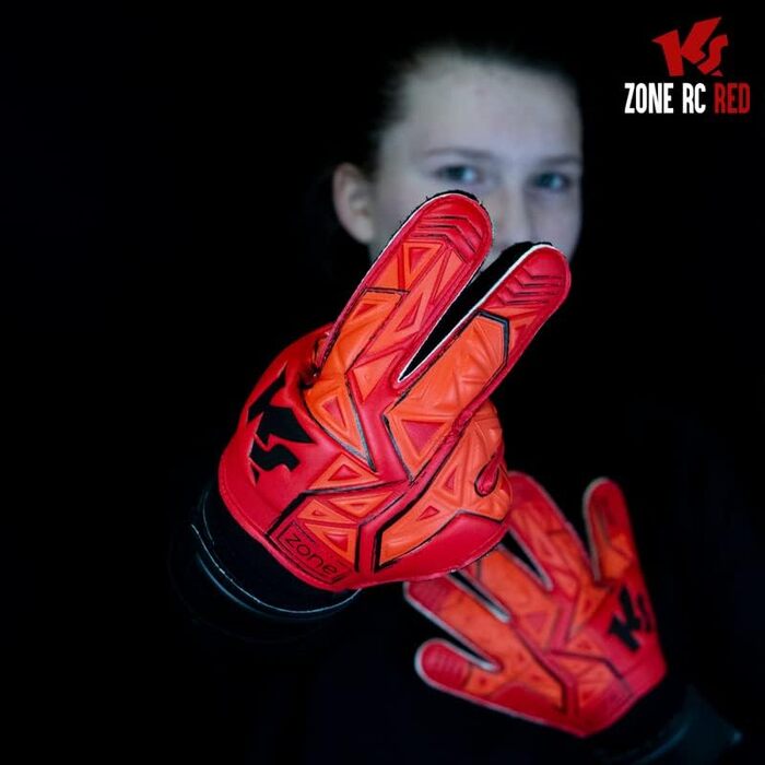 Дитячі воротарські рукавички KEEPERsport Zone RC без захисту пальців, 3 мм грип, футбольні рукавички для дітей і підлітків, червоні, різні розміри