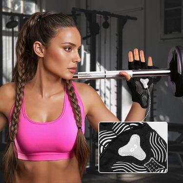 Велосипедні рукавички Flintronic напівпальцеві для чоловіків та жінок, спортивні рукавички з антиковзаючим покриттям та амортизацією, дихаючі рукавички для гірського велосипеда, шосе, фітнесу, рожевий, M