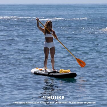 Надувний SUP-борд HUIIKE Stand Up Paddle Board з аксесуарами: весло, фіни, насос. Стабільний та міцний SUP-борд 305x84x15 см, до 130 кг. Enjoyer Black - Essential