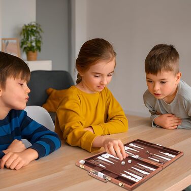 Набір для гри в шашки (бекґеммон) дерев'яний, 15 дюймів, для дорослих та дітей, у кейсі