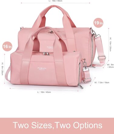 Спортивна сумка 16 дюймів для жінок та дітей з відділенням для взуття та водонепроникним розділенням. Ідеальна для фітнесу, танців, плавання та подорожей (рожева)