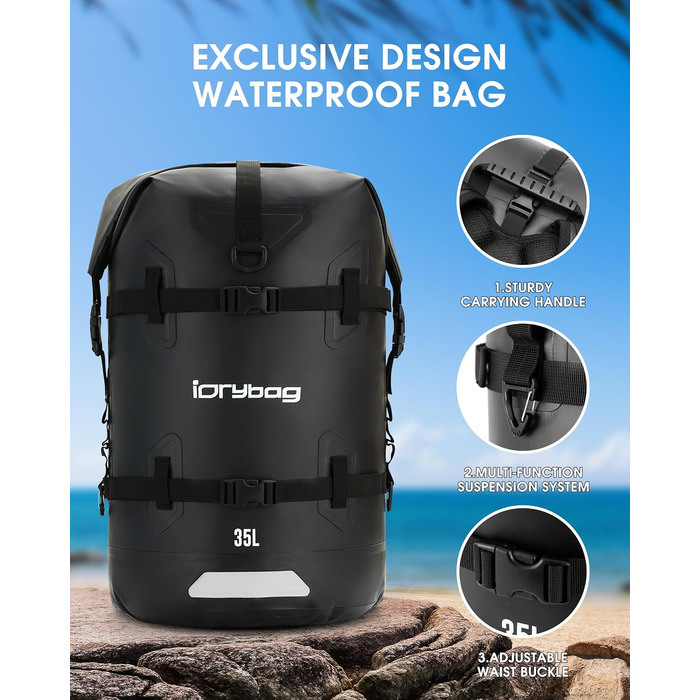 Водонепроникний рюкзак IDRYBAG 55L/35L: для каякінгу, SUP, плавання та подорожей