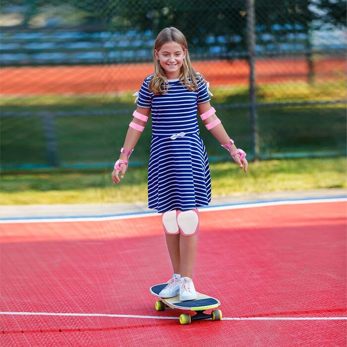 Набір захисту для дітей: наколінники, налокітники, рукавички. Підходить для роликів, скейтборду. Колір: зелений, рожевий (M, M, Pink)