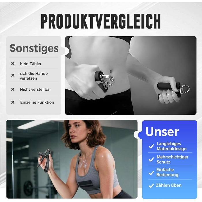 Електронний тренажер для зміцнення хвата з підрахунком, тренажер зап'ястя, для розвитку сили хвата, регульований опір 5-60 кг, чорний