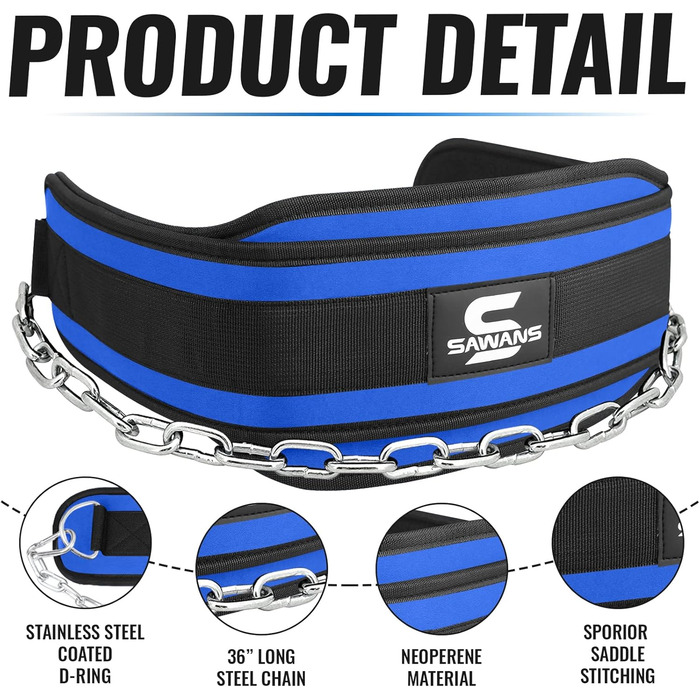 Пояс для підтягувань Dip з неопреновою підтримкою спини, 91.4 см, для важкої атлетики, бодібілдингу, пауерліфтингу, тренувань у спортзалі