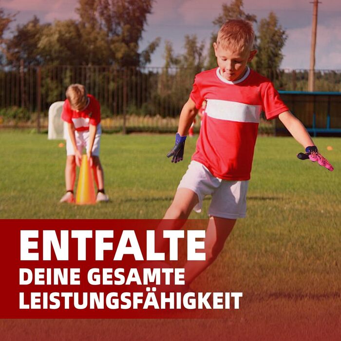 Футбольні воротарські рукавички Torwarthandschuhe для дітей та дорослих, розміри 6-10, червоні