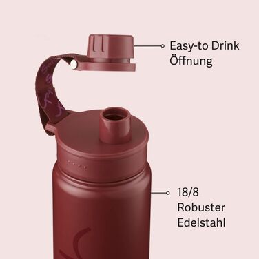 Пляшка для води satch з нержавіючої сталі 0,5 л, BPA-free, герметична, підходить для газованої води, гарячих і холодних напоїв, Black Graffiti - червона