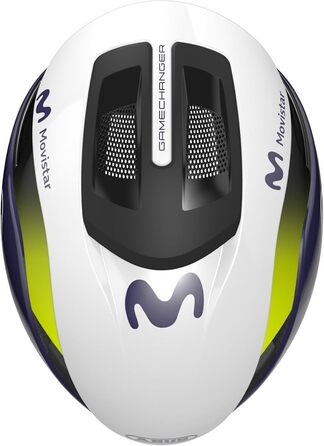 Велошолом ABUS Gamechanger 2.0 для шосейного велоспорту, аеродинамічний, розмір S (51-55 см), синьо-білий, Movistar Team 2024