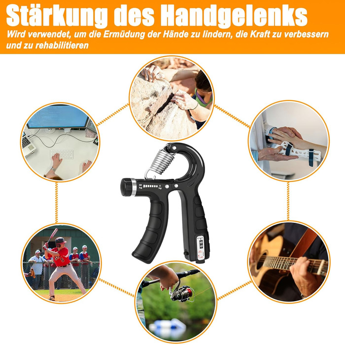 Тренування передпліччя Handtrainer: регульований опір 5-60 кг, ергономічний дизайн, для спортсменів (чорний)