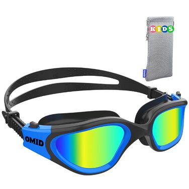 Дитячі окуляри для плавання OMID P2mini з поляризацією, комфортні для дітей 6-14 років (чорний, синій, золотий)