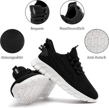 Чоловічі кросівки для бігу та занять спортом: легкі, дихаючі, універсальні. Ідеально для тенісу, фітнесу та походів. Розмір 39 EU, колір чорно-білий