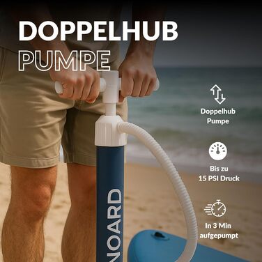 Надувний SUP-борд NOARD I 326x76x15 см | SUP дошка для серфінгу | Підходить для початківців та професіоналів | З аксесуарами (Navy Breeze)