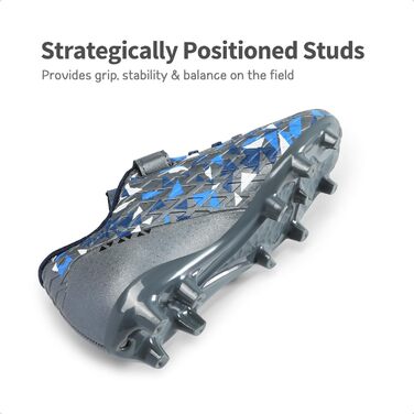 Дитячі футбольні бутси DREAM PAIRS для хлопчиків та дівчаток. Дихаючі футбольні черевики унісекс для залу та тренувань. Чорно-неонові спортивні взуття для активного відпочинку (33.5 EU, темно-сірий, королівський синій)