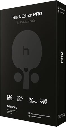 Тенісний стіл Heinsa Black Edition Pro з карбоном та гумою Mech-Tek Predator (2,1 мм), сертифікований ITTF – обертання, швидкість та контроль