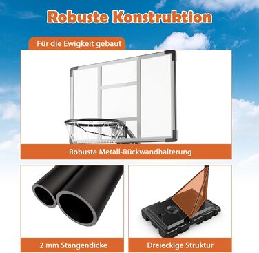 Баскетбольне кільце Gymax вуличне, регульована висота 204-358 см, стійка на колесах, з утяжеленою основою, для підлітків та дорослих 236-305 см