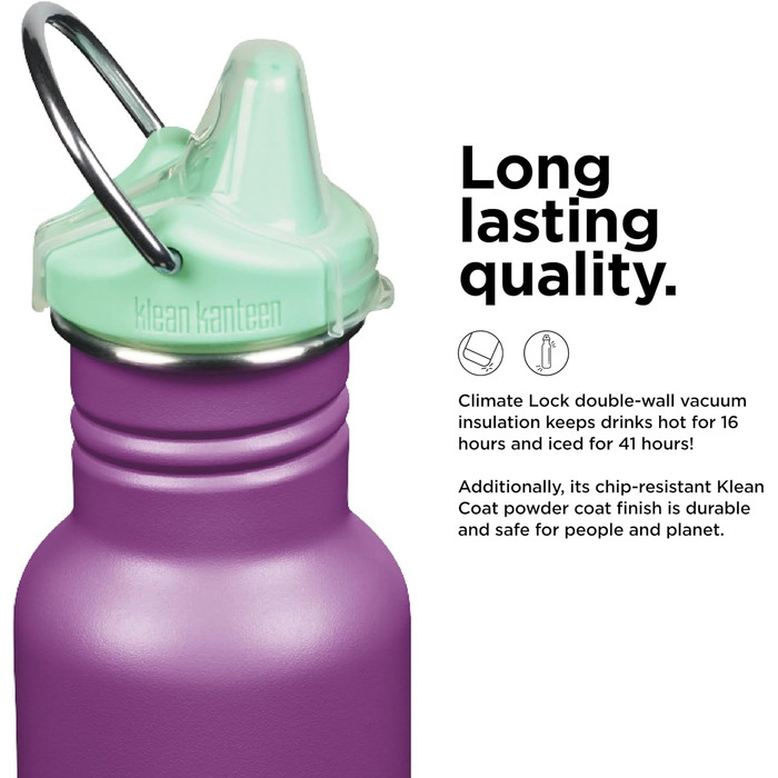 Пляшка для води Klean Kanteen Classic Narrow 355 мл, фіолетова, з нержавіючої сталі