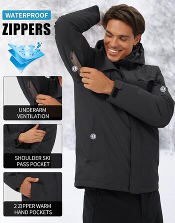 Чоловіча водонепроникна тепла дихаюча куртка для сноуборду та гірськолижного спорту, зимова куртка з капюшоном, Outdoor, сіра, розмір L