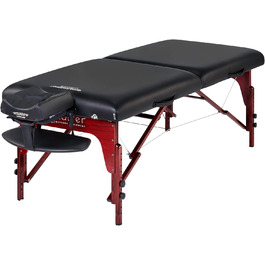 Складаний масажний стіл Master Massage Montclair 71 см, дерев'яні ніжки, переносний косметологічний стіл, чорний