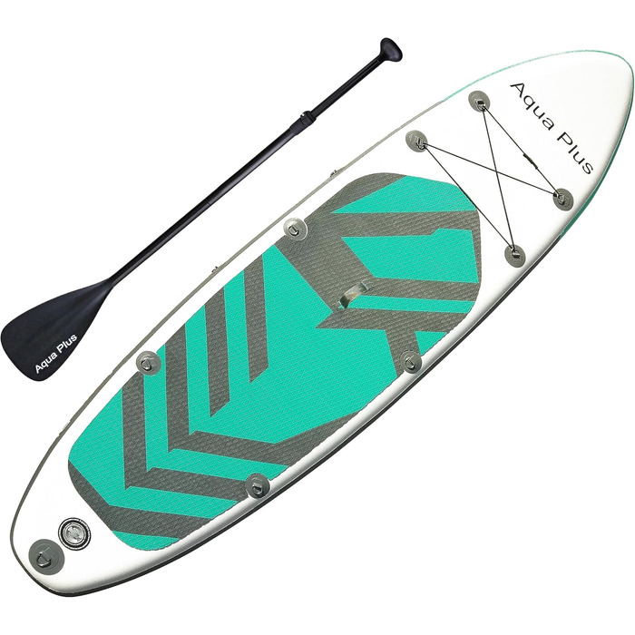 Надувне SUP Aqua Plus 15cm: дошка для паддлбордингу з аксесуарами (весло, насос, рюкзак) для будь-якого рівня підготовки, 335 x 83 x 15 см, сірий колір