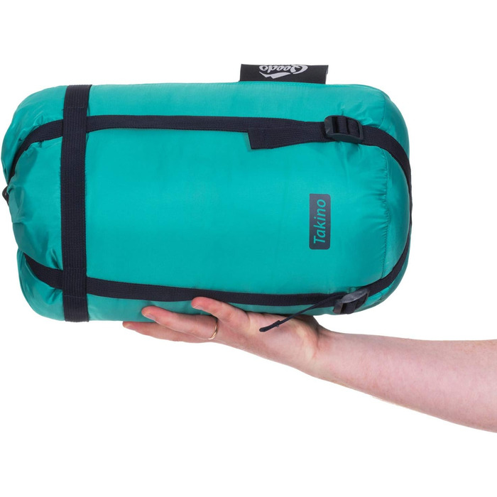 Сплячий мішок Qeedo Fluffy 0 Daunen - 4 сезони, температура комфорту 0°C, RDS-сертифікований, для кемпінгу, трекінгу, туризму (Турквіс, M)