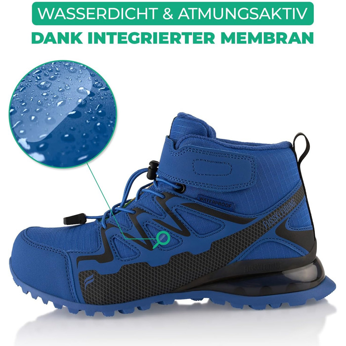 Зимові чоботи для жінок та чоловіків, водонепроникні, з утеплювачем, туристичні (39 EU, синій, чорний)