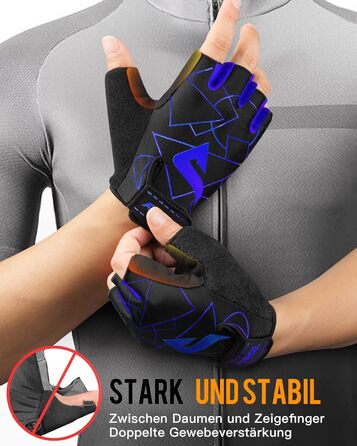 Велосипедні рукавички ATERCEL напівпальцеві для чоловіків - рукавички для велоспорту TB з SBR-подушками для їзди на велосипеді, фітнесу (Блакитний, S)